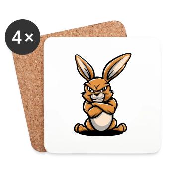 Hase Comic - Untersetzer (4er-Set) - Weiß - Vorne