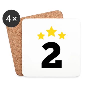 2 ans étoile - cadeau de 2 e anniversaire - Dessous de verre (lot de 4) - blanc - Devant
