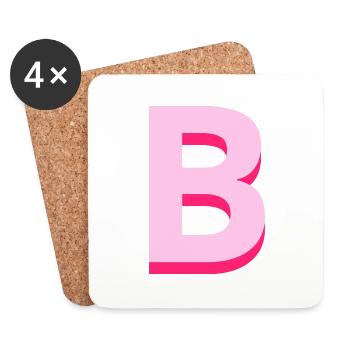 Pop- und moderner rosafarbener Buchstabe b - Untersetzer (4er-Set) - Weiß - Vorne
