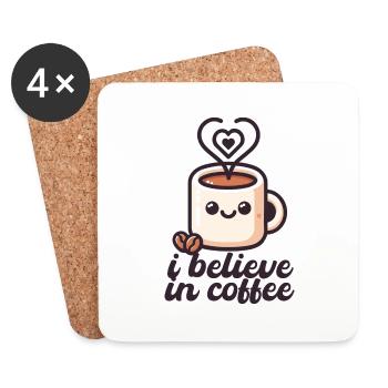 Café Cadeau Tasse à café Caféine Grain de café - Dessous de verre (lot de 4) - blanc - Devant