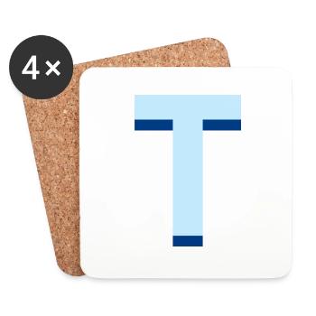 Pop und moderner blauer Buchstabe t - Untersetzer (4er-Set) - Weiß - Vorne