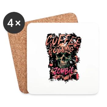 Zombie aimant le café - Dessous de verre (lot de 4) - blanc - Devant