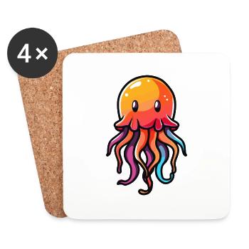 Jellyfish Comic - Coasters (set of 4) - white - Front