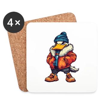 Canard Drôle Hiver - Dessous de verre (lot de 4) - blanc - Devant