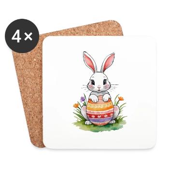 Lapin de Pâques Aquarelle de Pâques - Dessous de verre (lot de 4) - blanc - Devant