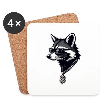 Hip Hop Racoon - Dessous de verre (lot de 4) - blanc - Devant