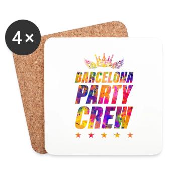 Équipe de fête de Barcelone - Dessous de verre (lot de 4) - blanc - Devant