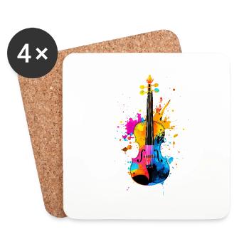 Buntes Violine Musik - Untersetzer (4er-Set) - Weiß - Vorne