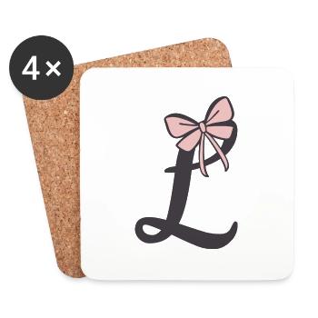 Initial letter L bow - Coasters (set of 4) - white - Front