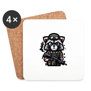 Raccoon Squat - Untersetzer (4er-Set) - Weiß - Vorne