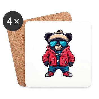 Bear Cool Comic - Coasters (set of 4) - white - Front