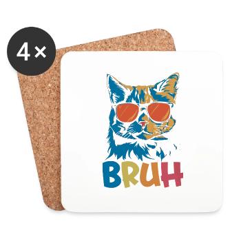 Bruh Cat - Coasters (set of 4) - white - Front