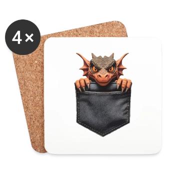 Drachen - Untersetzer (4er-Set) - Weiß - Vorne
