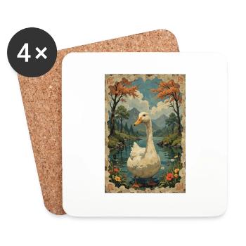A beautiful picture of a duck. - Coasters (set of 4) - white - Front