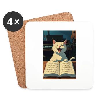 Cute kitten sings - Coasters (set of 4) - white - Front