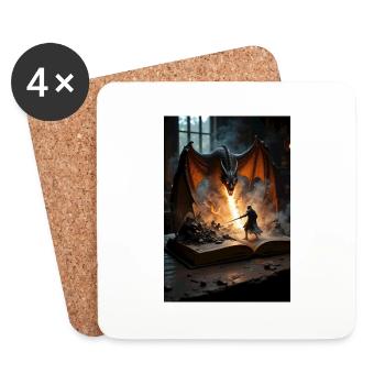 Ein Fantasy-Gemälde, ein Drache aus einem Buch. - Untersetzer (4er-Set) - Weiß - Vorne