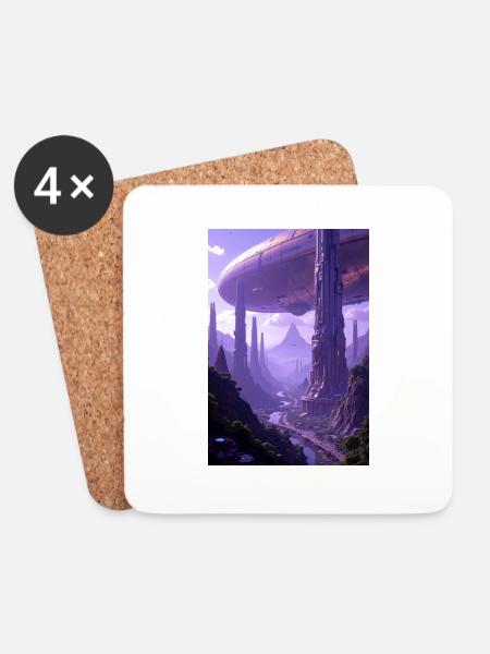 Sci-Fi Picture Alien Planet - Coasters (set of 4) - white