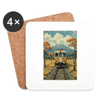 Image de train rétro - Dessous de verre (lot de 4) - blanc - Devant