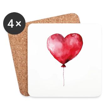 Herz Ballon Geburtstag Liebe - Untersetzer (4er-Set) - Weiß - Vorne