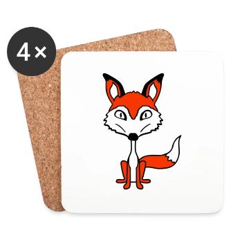 Fuchs Böser Blick Gefährlich Verrückt Wildes Tier - Untersetzer (4er-Set) - Weiß - Vorne
