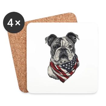Bulldogge - Untersetzer (4er-Set) - Weiß - Vorne