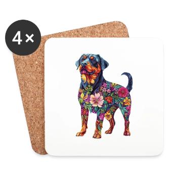 Rottweiler - Untersetzer (4er-Set) - Weiß - Vorne