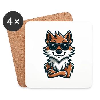 Lunettes de soleil loup Bande dessinée - Dessous de verre (lot de 4) - blanc - Devant