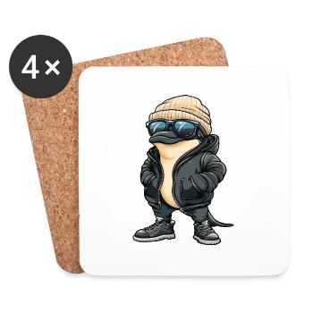 Dolphin Cool Comic - Coasters (set of 4) - white - Front