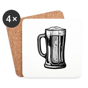 Bier Gläser Bierglas - Untersetzer (4er-Set) - Weiß - Vorne