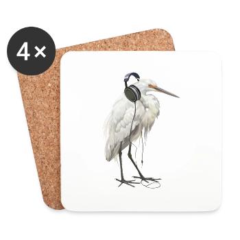 Reiher Vogel - Untersetzer (4er-Set) - Weiß - Vorne