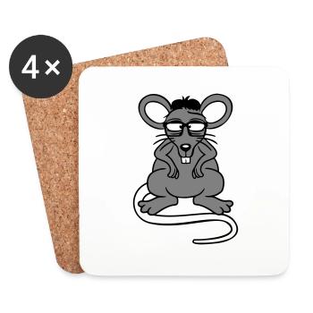 Maus Nerd Geek Hornbrille Schlau Intelligent Freak - Untersetzer (4er-Set) - Weiß - Vorne