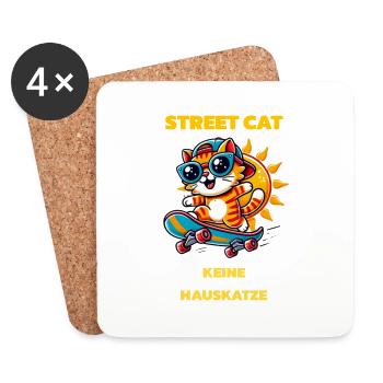 STREET CAT - Untersetzer (4er-Set) - Weiß - Vorne