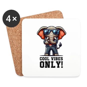 Elefant Comic cool - Untersetzer (4er-Set) - Weiß - Vorne