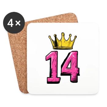 14 Zahl Krone - Untersetzer (4er-Set) - Weiß - Vorne