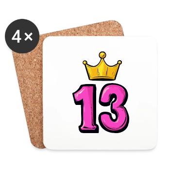 13 Zahl Krone - Untersetzer (4er-Set) - Weiß - Vorne