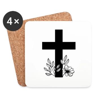 Kreuz - Untersetzer (4er-Set) - Weiß - Vorne