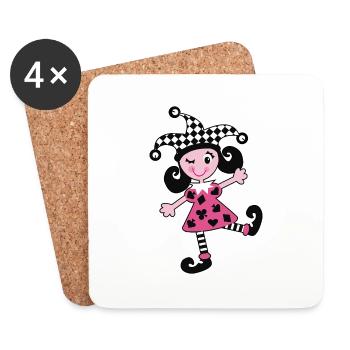 Fasching, Karneval, Harlekin - Untersetzer (4er-Set) - Weiß - Vorne