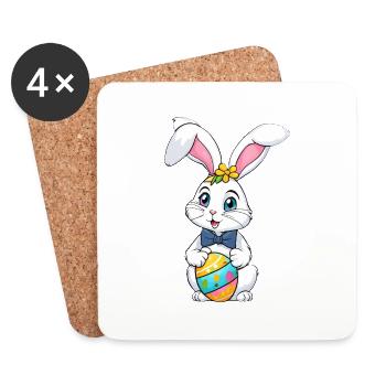 Osterhase mit Ostereiern - Untersetzer (4er-Set) - Weiß - Vorne