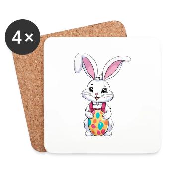 Osterhase mit Ostereiern - Untersetzer (4er-Set) - Weiß - Vorne