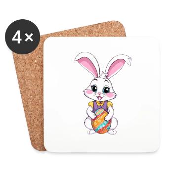 Osterhase mit Ostereiern - Untersetzer (4er-Set) - Weiß - Vorne