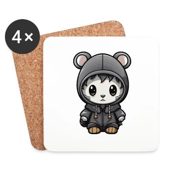 Mouse Winter Animal Baby Comic - Coasters (set of 4) - white - Front