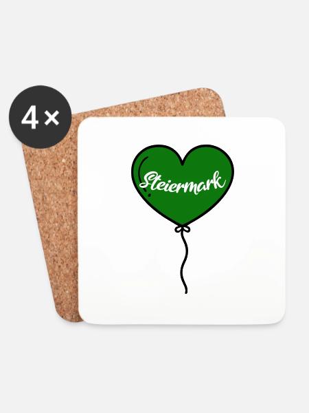 Steiermark Herz Luftballon - Untersetzer (4er-Set) - Weiß