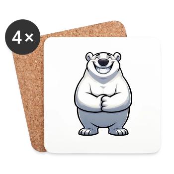 Ours polaire satisfait bande dessinée pôle Nord fierté cool - Dessous de verre (lot de 4) - blanc - Devant