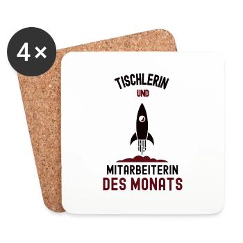 Mitarbeiterin des Monats Tischlerin Tischlerei - Untersetzer (4er-Set) - Weiß - Vorne