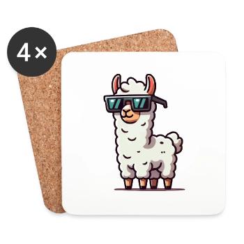 Llama Sunglasses Cool - Coasters (set of 4) - white - Front