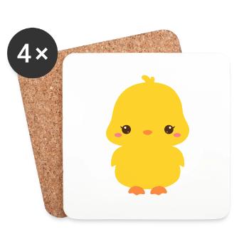 poussin kawaii - Dessous de verre (lot de 4) - blanc - Devant