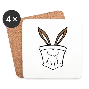 Lapin Oreilles De Lapin Trou Sac Caché Drôle Mignon - Dessous de verre (lot de 4) - blanc - Devant