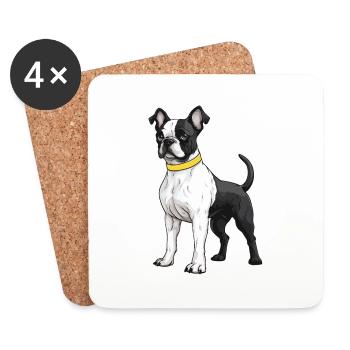 Französische Bulldogge Hund - Untersetzer (4er-Set) - Weiß - Vorne