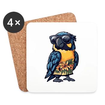 Parrot Comic Funny Summer - Coasters (set of 4) - white - Front