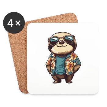 Sloth Funny Summer - Coasters (set of 4) - white - Front